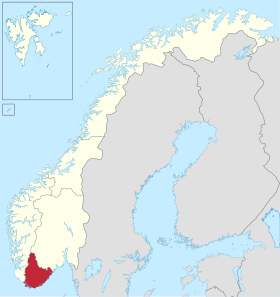 Sul da Noruega destacado em vermelho