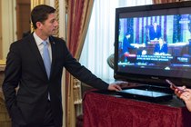 Ryan watching the floor vote electing him as speaker of the House Speaker Ryan 2.tif