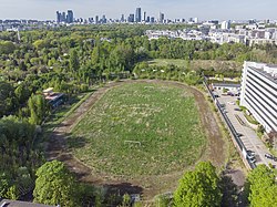 Site of the former stadium in 2022 Stadion Gwardii Warsaw 2022 aerial.jpg