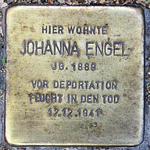 Stolperstein Wielandstr 30 (Charl) Johanna Engel.jpg