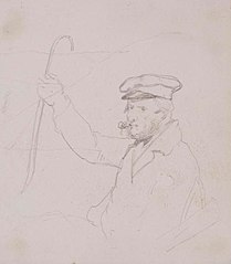 Study of Man (half-figure) With a Hat and Smoking a Pipe - John Phillip - ABDAG014484.169