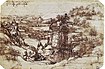Le premier dessin connu de Léonard de Vinci : Paysage de la vallée de l'Arno, - Galerie des Offices - Florence.