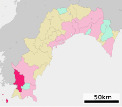 Sukumon sijainti Kōchin prefektuurissa