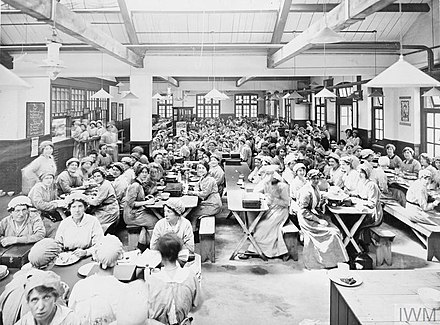Workers taking a tea break during the First World War