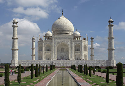 The Taj Mahal, a mausoleum in Uttar Pradesh, draws many visitors