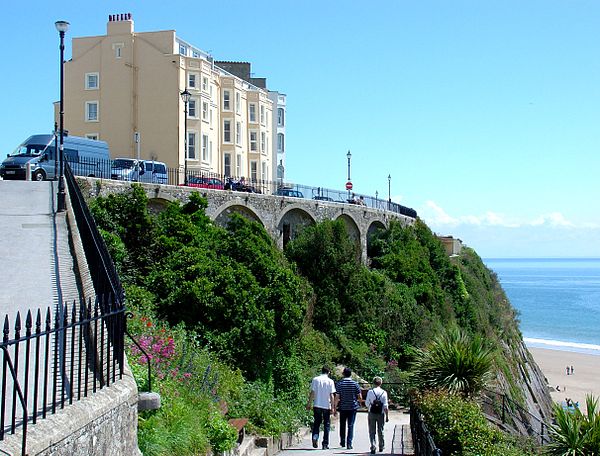 View upwards to the promenade, showing the 1814 arched road built during the town's revival by Sir William Paxton