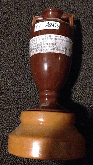 A modern-day replica of The Ashes urn