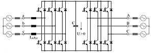 Fig 2: Topology of (regenerative) voltage-source inverter AC/DC-AC converter Three Phase AC AC voltage DC.jpg