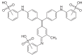 Deutsch: Struktur von Triphenylrosanilintrisulfonsäure English: Structure of Triphenylrosaniline trisulfonic acid