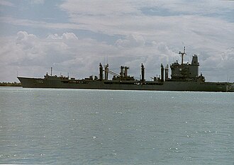 USS Platte off Puerto Rico after her jumboization, 1994. USS Platte (AO-186) Puerto Rico 1994.jpg