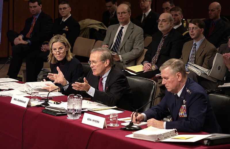 File:US Navy 050217-F-7203T-209 Secretary of Defense Donald H. Rumsfeld gestures to make a point as he answers a Senator's question during a Senate Armed Services Committee hearing.jpg