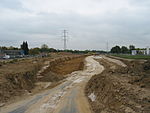 Graven van de kuil voor het viaduct