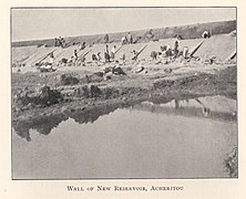 Будівництво греблі водосховища Ахеріту, 1900 рік