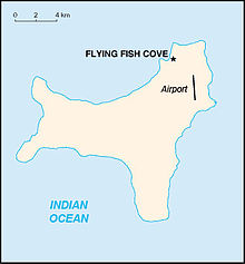 Map of Christmas Island showing the location of Flying Fish Cove