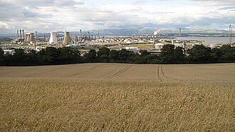 Wheat above Inveravon, with Grangemouth Oil Refinery Wheat above Inveravon - geograph.org.uk - 1475906.jpg