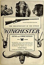 Winchester, ganzseitige Anzeigen in der Rod and Gun in Canada, November 1909 und McClure's Magazine, Juni 1910
