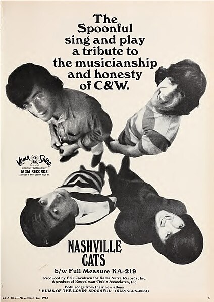 A trade ad for "Nashville Cats", the Lovin' Spoonful's seventh and final single to reach the US Top Ten