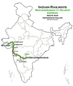 (Secunderabad - Rajkot) Ekspres Güzergah map.jpg