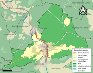 Kolorowa mapa przedstawiająca użytkowanie gruntów.