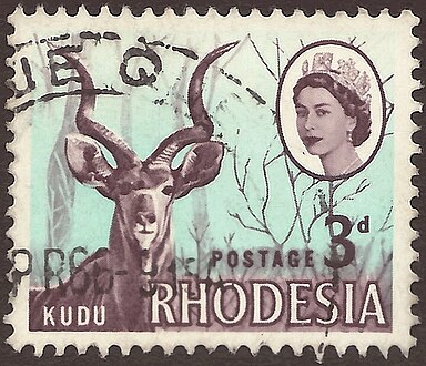 1966: марка того же дизайна[en], но с надписью «Rhodesia» — названием непризнанного независимого государства (Mi #26; Yt #132; SG #376)