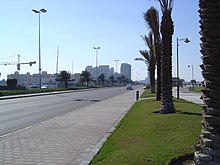 Roads in Kuwait. Traffic in Kuwait is divided into separate roads, one serving each direction. 2004 road Kuwait 2810318957.jpg