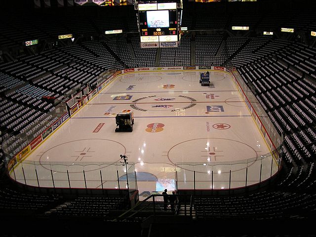 Towels laid out on each seat at the Pacific Coliseum prior to the 2007 Memorial Cup final.