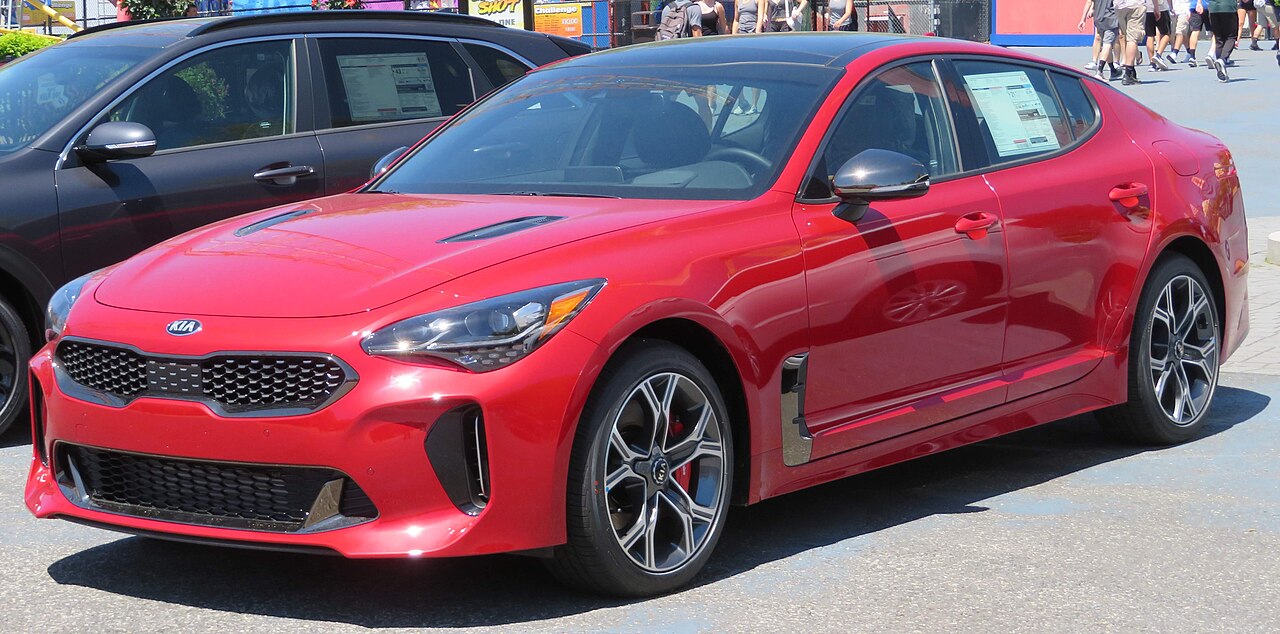 Image of 2018 Kia Stinger GT2 3.3L AWD in Hichroma red front 5.23.18