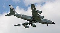 A US Air Force RC-135W Rivet Joint on final apparoach to Kadena Air Base in Okinawa, Japan.