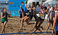 Deutsch: Beachhandball Weltmeisterschaften 2022; Tag 6: 26. Juli 2022 – Frauen, Finale, Spanien-Deutschland 0:2 (14:15, 20:22) English: 2022 Beach handball World Championships; Day 6: 26 July – Women Final – Spain-Germany 0:2 (14:15, 20:22)