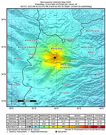 2023-10-07 Herat, Afghanistan first M6.3 earthquake shakemap (USGS).jpg