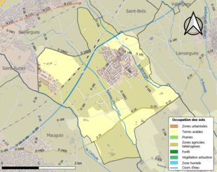 Kolorowa mapa przedstawiająca użytkowanie gruntów.