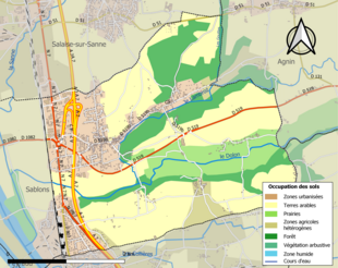 Kolorowa mapa przedstawiająca użytkowanie gruntów.