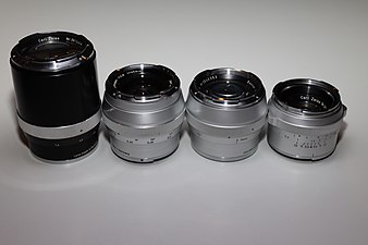 4 Carl Zeiss Contarex lenses lined up.jpg