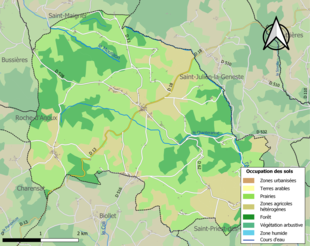 Barevná mapa znázorňující využití půdy.