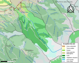 Carte des infrastructures et de l'occupation des sols de la commune en 2018 (CLC).