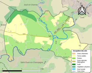 Barevná mapa znázorňující využití půdy.