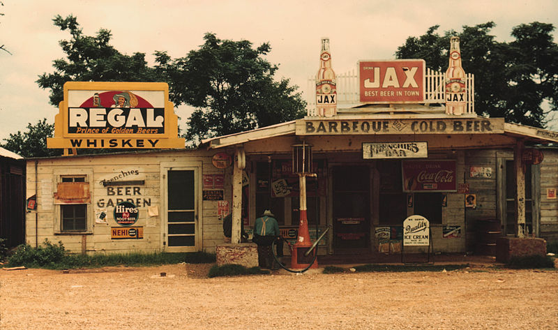 File:A cross roads store, bar, juke joint, and gas station in Melrose, Louisiana, 1944.jpg