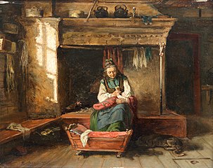 Pienokaista syötetään, 1874.