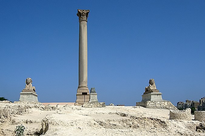 Pompey's Pillar, an ancient monument made by the Romans.