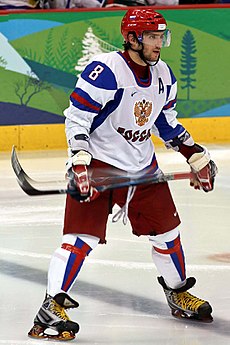 Alexander Ovechkin, considered by many as one of the greatest goal scorers in NHL history, is often described as a "power forward". Alexander Ovechkin Russia Olympics.jpg