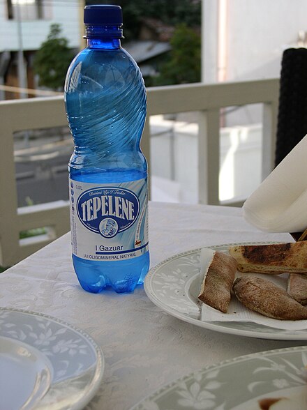 Mineral water at a restaurant
