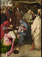 老彼得·布勒哲尔的《三博士来朝（英语：Adoration of the Kings (Bruegel)）》，111 × 83cm，约作于1564年，自1920年起收藏[51]