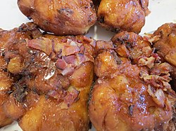 Apple fritters with bacon