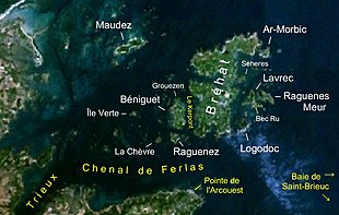 Satellitenbild mit Île Ar-Morbic - oben