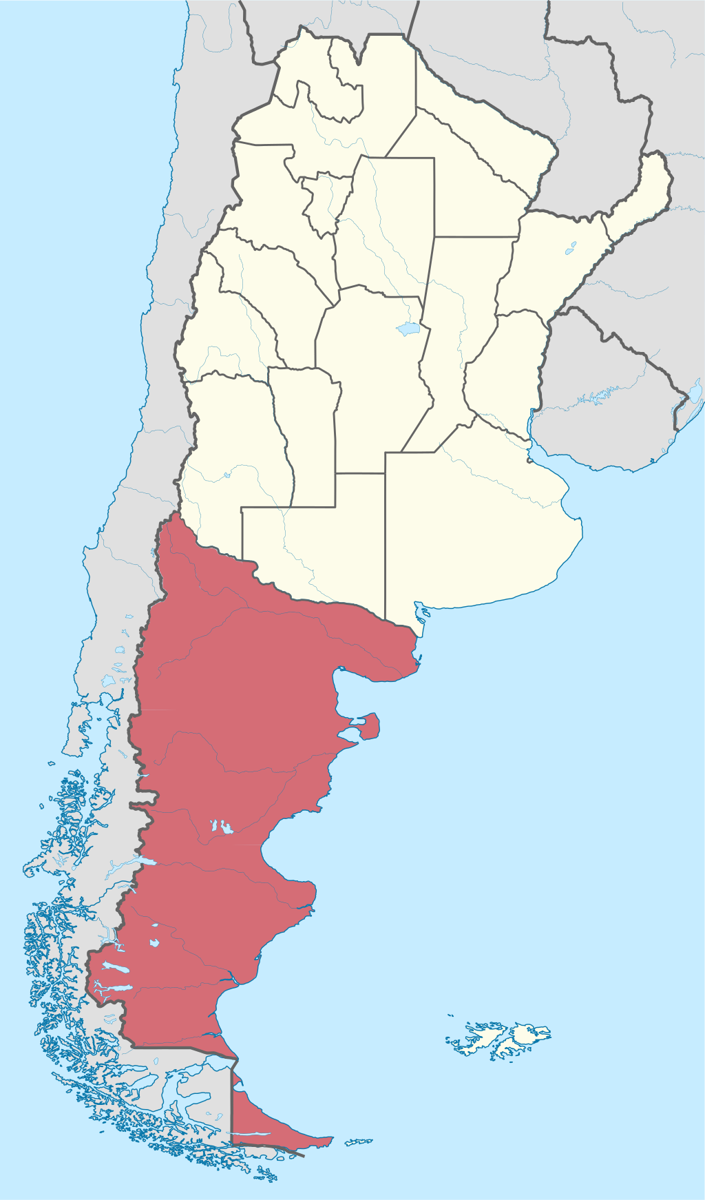 Argentinian Patagonia locator map