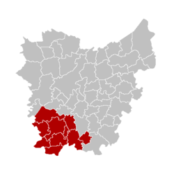 Localisation de l'arrondissement en Flandre Orientale