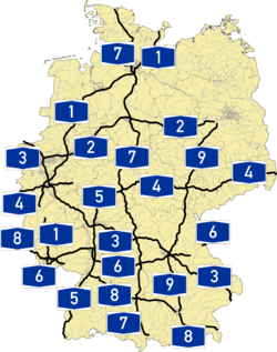 autobahn tyskland karta Lista över motorvägar i Tyskland – Wikipedia