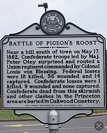 Battle of Pigeon's Roost roadside marker BPR Princeton, VA (WV).jpg