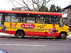 Baby Barn, Llanfairpwllgwyngyll, Wales, advert bus, 6 April 2005.jpg