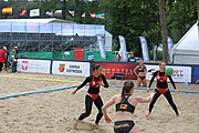 Deutsch: Beachhandball Europameisterschaften 2019 (Beach handball Euro); Tag 3: 4. Juli 2019 – Frauen, Hauptrunde Gruppe I, Ungarn-Niederlande 0:2 (20:23, 14:21) English: Beach handball Euro; Day 3: 4 July 2019 – Women Main Round Group I – Hungary-Netherlands 0:2 (20:23, 14:21)